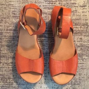 Kork-Ease Leather Wedges Orange 9/40.5